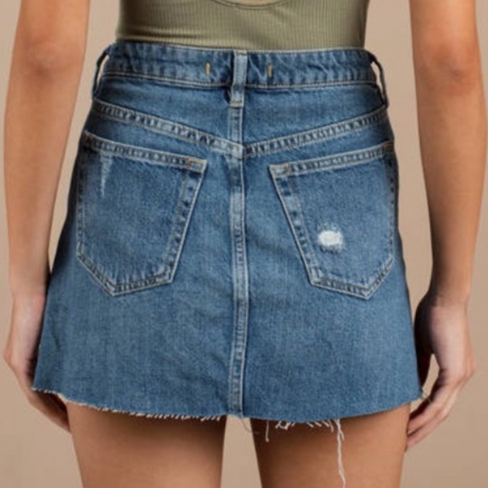 Free People Distressed Denim Mini Skirt - Blue - Picture 7 of 7
